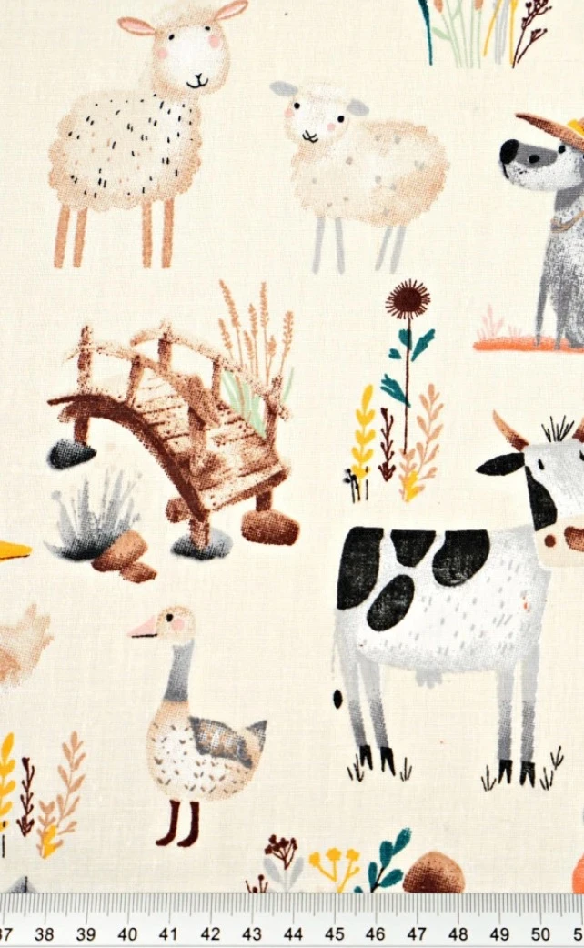 Tissu enfant animaux de la ferme 50x80cm – photo 2